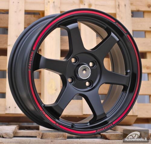 Ratlankis R16x7  4X100  ET  38  73.1  I6966  Black Matt+Red Line (BMR)  For RACIN  (Z5)