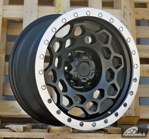 Ratlankis R17x8.5  6X139.7  ET  0  110.1  JT240  Black Matt+Polished Lip (BMPL)  For 4X4  (K3)  (MB+MACHINE LIP)