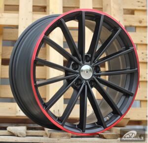 Ratlankis R19x8  5X112  ET  45  57.1  I0383  (FBX174)  Black Half Matt+Red Lip (BLHMRL)  For VW  (Z3)  (HYBRID FORGED)