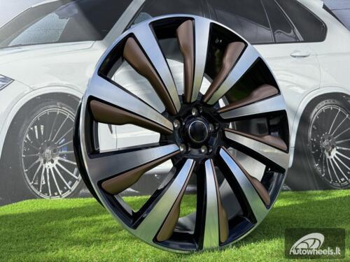 Ratlankis Forged Range Rover 10-Spoke Style R23X9.5J 5X120 ET42.5 72.6 Black with Diamond Cut and Bronze Accents