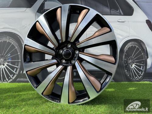 Ratlankis Forged Range Rover 10-Spoke Style R23X9.5J 5X120 ET42.5 72.6 Black with Diamond Cut and Bronze Accents