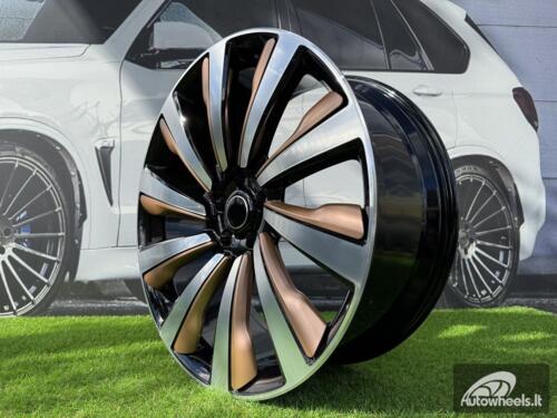 Ratlankis Forged Range Rover 10-Spoke Style R23X9.5J 5X120 ET42.5 72.6 Black with Diamond Cut and Bronze Accents