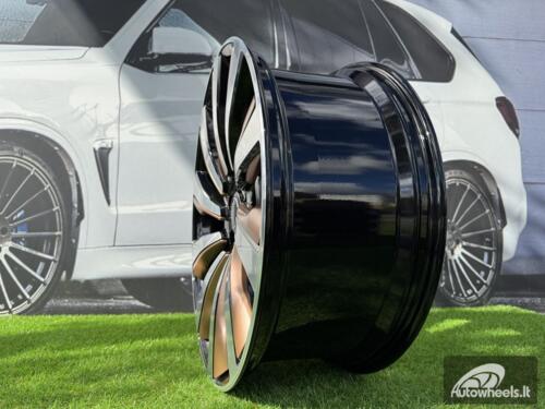 Ratlankis Forged Range Rover 10-Spoke Style R23X9.5J 5X120 ET42.5 72.6 Black with Diamond Cut and Bronze Accents