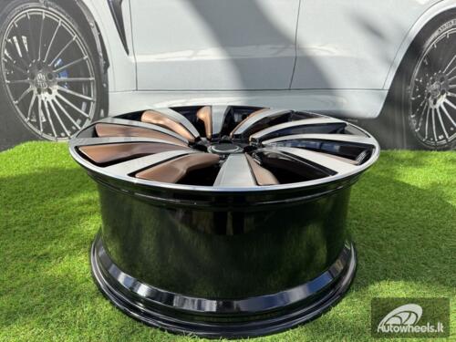 Ratlankis Forged Range Rover 10-Spoke Style R23X9.5J 5X120 ET42.5 72.6 Black with Diamond Cut and Bronze Accents