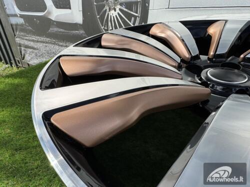 Ratlankis Forged Range Rover 10-Spoke Style R23X9.5J 5X120 ET42.5 72.6 Black with Diamond Cut and Bronze Accents