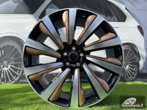 Ratlankis Forged Range Rover 10-Spoke Style R23X9.5J 5X120 ET42.5 72.6 Black with Diamond Cut and Bronze Accents