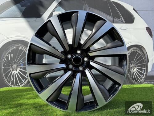 Ratlankis Forged Range Rover 10-Spoke Style R23X9.5J 5X120 ET42.5 72.6 Black with Diamond Cut and Gunmetal Accents