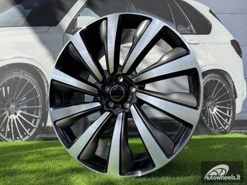 Ratlankis Forged Range Rover 10-Spoke Style R23X9.5J 5X120 ET42.5 72.6 Black with Diamond Cut and Gunmetal Accents