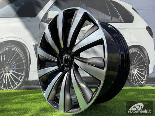 Ratlankis Forged Range Rover 10-Spoke Style R23X9.5J 5X120 ET42.5 72.6 Black with Diamond Cut and Gunmetal Accents