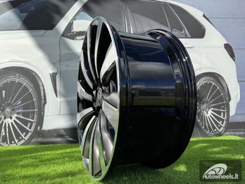 Ratlankis Forged Range Rover 10-Spoke Style R23X9.5J 5X120 ET42.5 72.6 Black with Diamond Cut and Gunmetal Accents