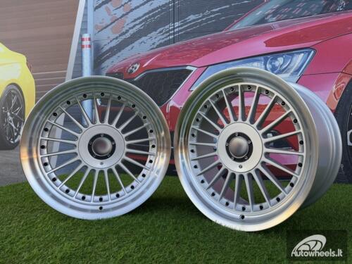 Ratlankis Alpina Classic Style  R17X8J 4X100/5X100 ET20 73.1 Silver with Diamond cut lip and black rivets wheel