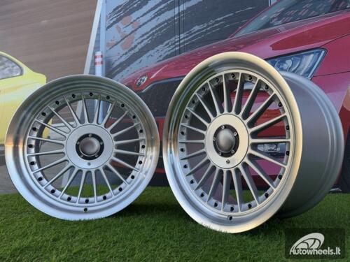 Ratlankis Alpina Classic Style  R17X9J 4X100/5X100 ET20 73.1 Silver with Diamond cut lip and black rivets wheel 