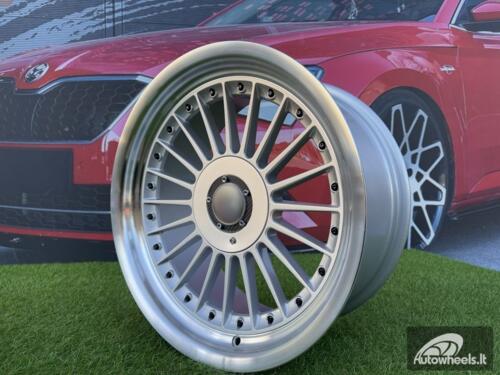 Ratlankis Alpina Classic Style  R17X8J 5X112/5X120 ET15 73.1 Silver with Diamond cut lip and black rivets wheel