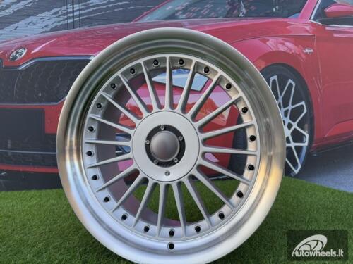 Ratlankis Alpina Classic Style  R17X9J 5X112/5X120 ET15 73.1 Silver with Diamond cut lip and black rivets wheel 