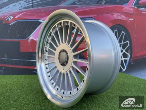 Ratlankis Alpina Classic Style  R17X9J 5X112/5X120 ET15 73.1 Silver with Diamond cut lip and black rivets wheel 