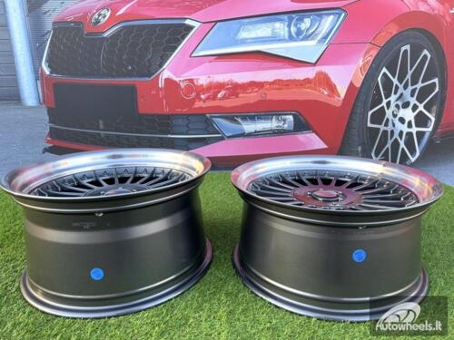 Ratlankis Alpina Classic Style  R17X8J 5X112/5X120 ET20 72.6 Grey with Diamond cut lip and black rivets wheel