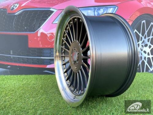 Ratlankis Alpina Classic Style  R17X8J 5X112/5X120 ET20 72.6 Grey with Diamond cut lip and black rivets wheel