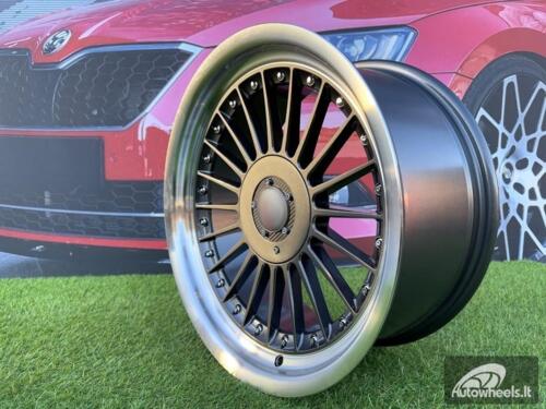 Ratlankis Alpina Classic Style  R17X8J 5X112/5X120 ET15 72.6 Grey with Diamond cut lip and black rivets wheel