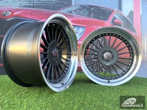 Ratlankis Alpina Classic Style  R17X9J 5X112/5X120 ET15 72.6 Grey with Diamond cut lip and black rivets wheel 