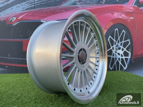 Ratlankis Alpina Classic Style  R18X8.5J 5X112/5X120 ET20 74.1 Silver with Diamond cut lip and black rivets wheel