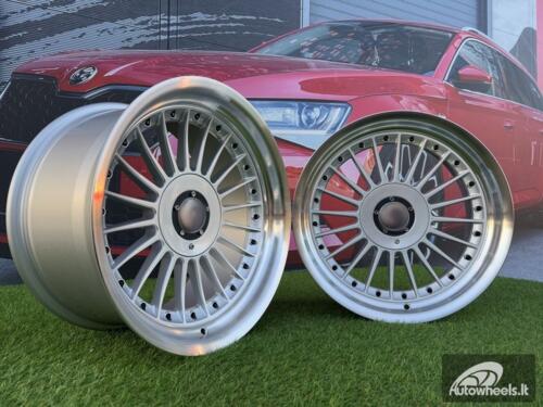 Ratlankis Alpina Classic Style  R18X10J 5X112/5X120 ET15 74.1 Silver with Diamond cut lip and black rivets