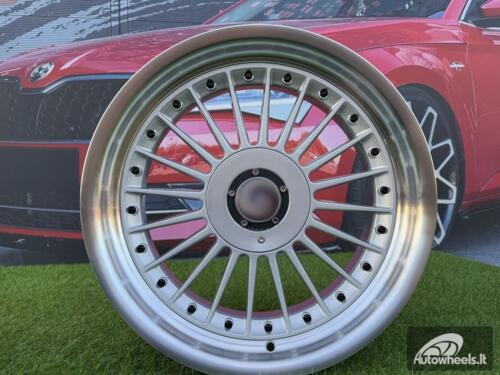 Ratlankis Alpina Classic Style  R18X10J 5X112/5X120 ET15 74.1 Silver with Diamond cut lip and black rivets wheel