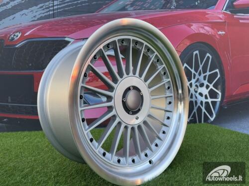 Ratlankis Alpina Classic Style  R18X10J 5X112/5X120 ET15 74.1 Silver with Diamond cut lip and black rivets wheel