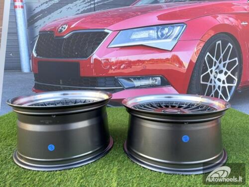 Ratlankis Alpina Classic Style  R18X8.5J 5X112/5X120 ET20 74.1 Grey with Diamond cut lip and black rivets wheel