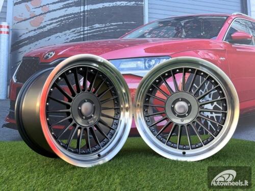 Ratlankis Alpina Classic Style  R18X10J 5X112/5X120 ET15 74.1 Grey with Diamond cut lip and black rivets wheel