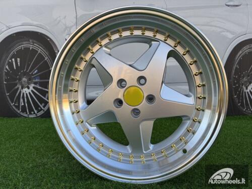 Ratlankis Ferrari 348 Style R17X8.5J 5X100 ET30 73.1 Silver with Diamond cut lip and gold rivets