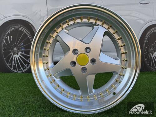 Ratlankis Ferrari 348 Style R17X8.5J 5X100 ET30 73.1 Silver with Diamond cut lip and gold rivets wheel