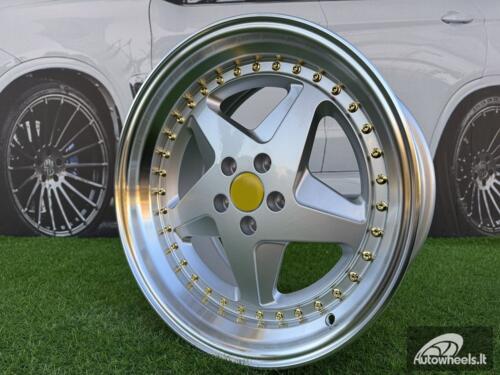 Ratlankis Ferrari 348 Style R17X8.5J 5X100 ET30 73.1 Silver with Diamond cut lip and gold rivets wheel