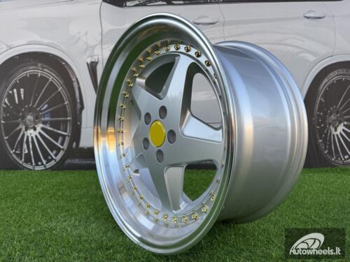 Ratlankis Ferrari 348 Style R17X8.5J 5X100 ET30 73.1 Silver with Diamond cut lip and gold rivets wheel