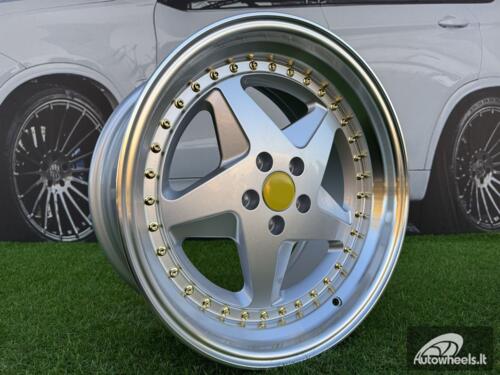 Ratlankis Ferrari 348 Style R17X8.5J 5X100 ET30 73.1 Silver with Diamond cut lip and gold rivets wheel