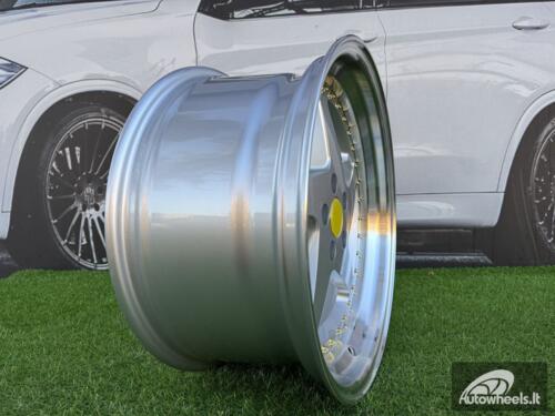 Ratlankis Ferrari 348 Style R17X8.5J 5X100 ET30 73.1 Silver with Diamond cut lip and gold rivets wheel