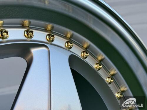 Ratlankis Ferrari 348 Style R17X8.5J 5X100 ET30 73.1 Silver with Diamond cut lip and gold rivets wheel