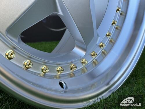 Ratlankis Ferrari 348 Style R17X8.5J 5X100 ET30 73.1 Silver with Diamond cut lip and gold rivets wheel