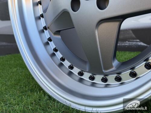 Ratlankis Ferrari 348 Style R17X8.5J 4X100 ET30 73.1 Matt Grey with Diamond cut lip and black rivets wheel
