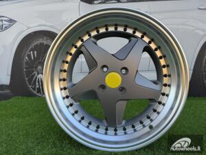 Ratlankis Ferrari 348 Style R17X8.5J 4X100 ET30 73.1 Matt Grey with Diamond cut lip and black rivets wheel