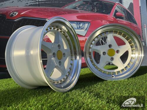 Ratlankis Ferrari 348 Style R17X8.5J 4X100 ET30 73.1 White with Diamond cut lip and gold rivets wheel