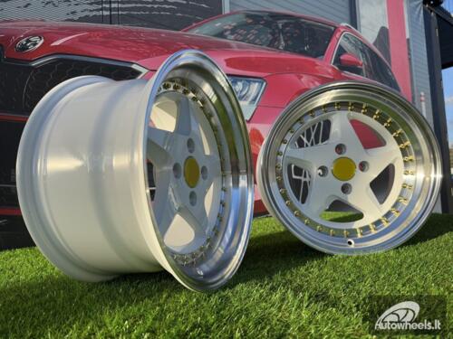 Ratlankis Ferrari 348 Style R17X8.5J 4X100 ET30 73.1 White with Diamond cut lip and gold rivets wheel