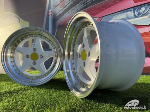 Ratlankis Ferrari 348 Style R17X8.5J 4X100 ET30 73.1 White with Diamond cut lip and gold rivets wheel