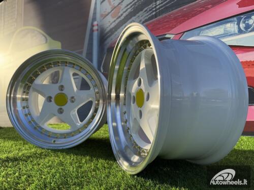 Ratlankis Ferrari 348 Style R17X8.5J 4X100 ET30 73.1 White with Diamond cut lip and gold rivets wheel