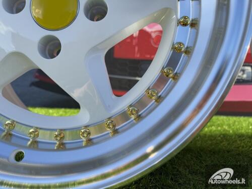 Ratlankis Ferrari 348 Style R17X8.5J 4X100 ET30 73.1 White with Diamond cut lip and gold rivets wheel
