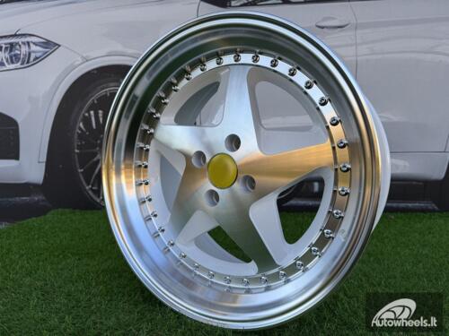 Ratlankis Ferrari 348 Style R17X8.5J 4X100 ET30 73.1 White with Diamond cut and chrome rivets wheel
