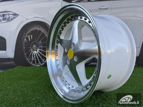 Ratlankis Ferrari 348 Style R17X8.5J 4X100 ET30 73.1 White with Diamond cut and chrome rivets wheel
