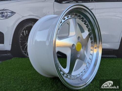 Ratlankis Ferrari 348 Style R17X8.5J 4X100 ET30 73.1 White with Diamond cut and chrome rivets wheel