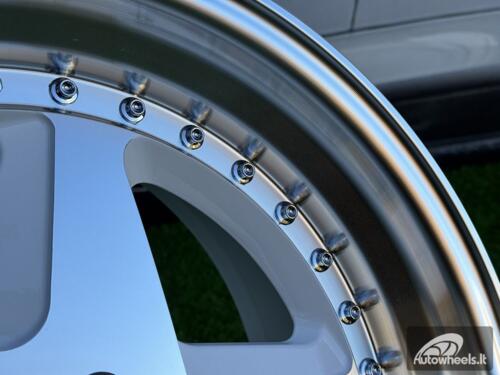 Ratlankis Ferrari 348 Style R17X8.5J 4X100 ET30 73.1 White with Diamond cut and chrome rivets wheel