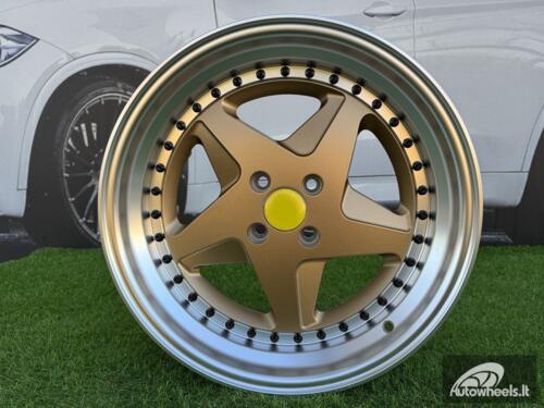 Ratlankis Ferrari 348 Style R17X8.5J 4X100 ET30 73.1 Gold with Diamond cut lip and black rivets wheel