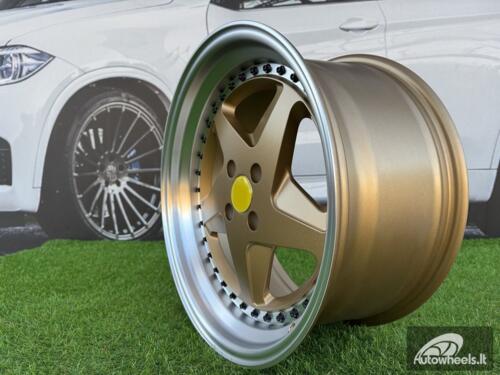 Ratlankis Ferrari 348 Style R17X8.5J 4X100 ET30 73.1 Gold with Diamond cut lip and black rivets wheel